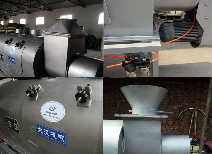 氣旋篩：電機，進料口，氣壓裝置等特寫圖片