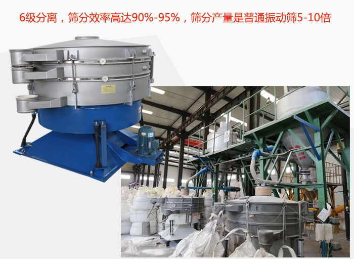 搖擺篩采用6級分離，篩分效率高達90%-95%，篩分產量是普通振動篩5-10倍