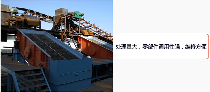 圓振動(dòng)篩處理量大，零部件通用性強(qiáng)，維修方便。