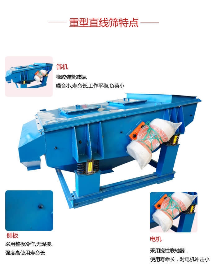 重型直線篩：篩機(jī)，側(cè)板，電機(jī)展示圖