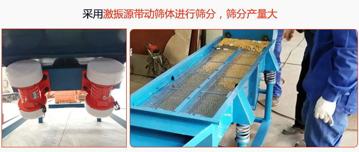 采用激振源帶動(dòng)篩體進(jìn)行篩分，篩分產(chǎn)量大。